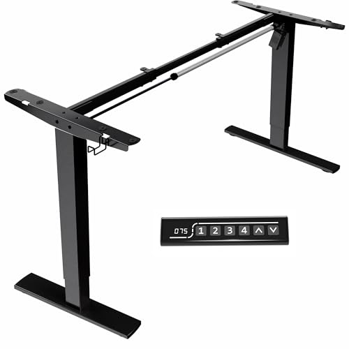 VIVO Electric Stand Up Desk Frame Workstation, Frame Only with 220 lbs Capacity, Brushless Motor Standing Height Adjustable Legs with Memory Controller, Black, DESK-V100EBY