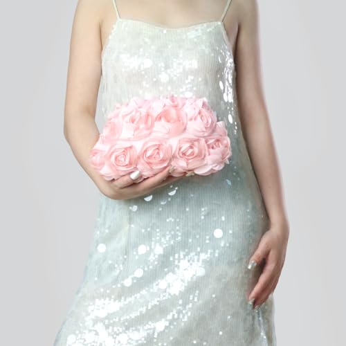 Image of 3D Flower Evening Bag for Women Elegant Floral Bridal Handbags Rose Clutch Purse for Wedding, Prom, Cocktail Party,Date Night