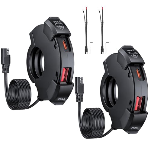 EXTRACTME Motorcycle Phone Charger, 2PC Ultra-Narrow Dual USB Type C 30W PD & Quick Charge 3.0 Motorcycle USB Charger, Waterproof Motorcycle USB Port for Phone, Tablet, GPS (Only 0.51 in Wide)
