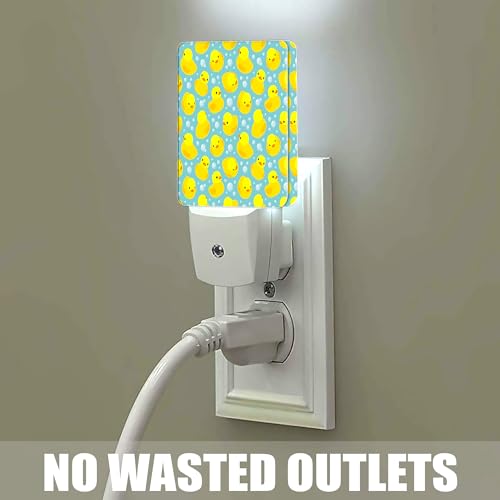 Image of Yellow Rubber Ducks Night Light, Dusk to Dawn Smart Sensor Nightlight for Bedroom Bathroom Kitchen Hallway Stairs Hallway, Plug-in, Energy Efficient Decor Desk Lamp Gifts