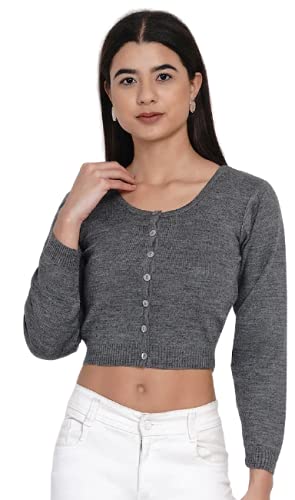 NICE WONDER Women's Wool Solid Full Sleeve Blouse.