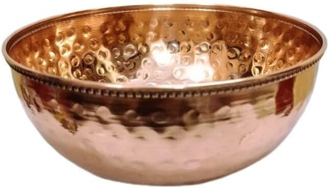 Pure Copper Serving Bowl, Hammered Copper Mixing Bowl, Decoration Bowl, 400 ml Capacity