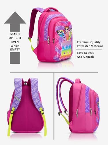 Image of Lavie Sport Powerpuffgirls 30L Pink Backpack | Organizer & Bottle Holder | Gift for Men, Women, Boys, Girls | Laptop Sleeve for School & College