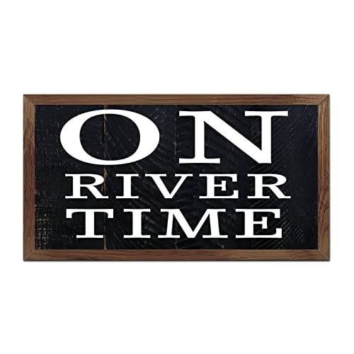 Plaque vintage en bois Farmhouse Time décoration murale rétro rivière pour extérieur et bistrot