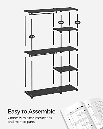 Image of SONGMICS Portable Closet, Freestanding Closet Organizer, Clothes Rack with Shelves, Hanging Rods, Storage Organizer, for Cloakroom, Bedroom, 48.8 x 16.9 x 71.7 Inches, Black URYG026B02