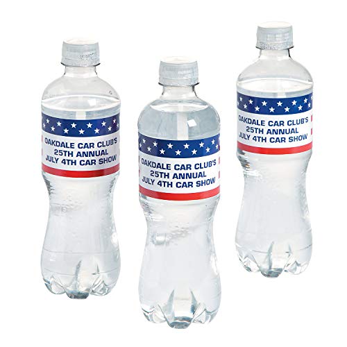Personalized Patriotic Flag Water Bottle Labels for Fourth of July - Party Supplies - Favors - Misc Favors - Fourth of July - 50 Pieces