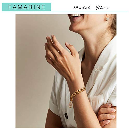 Famarine Charm Bracelets For Women 4Mm, Gold Chain Cuban Link Mens Bracelet For Teen Girls Friendship Bracelets Gift Toggle Clasp, 18K Gold #TOP3