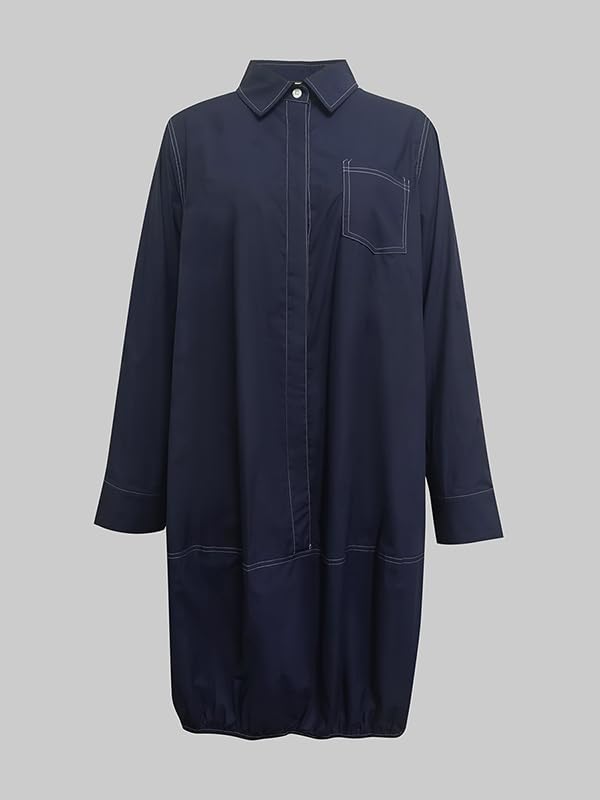 Image of UOOZEE Women's Long Sleeve Button Up Shirt Dresses Casual Loose Fit Spring Midi Dress with Pockets