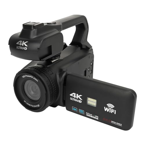 Cámara Digital, 64Mp 4K Vlog Cámara con 4 Pulgadas Pantalla, Doble Pantalla Visualización Vídeo Cámara Grabadora para Fotografía, Autofocus 18X Zoom Cámara Viaje para Principiantes