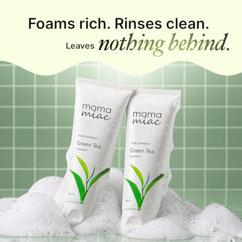Image of MAMAMIAC Green Tea Deep Cleansing Face Wash - 100ml | For Oil Control, Bright & Clear Skin (Pack of 2)