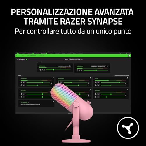 Razer Seiren V3 Chroma - Microfono Usb Rgb - A Condensatore Supercardioide Con Funzione Tap-To-Mute (Illuminazione Reattiva, Limitatore Di Guadagno Digitale E Ammortizzatore Integrato) Quartz - 7