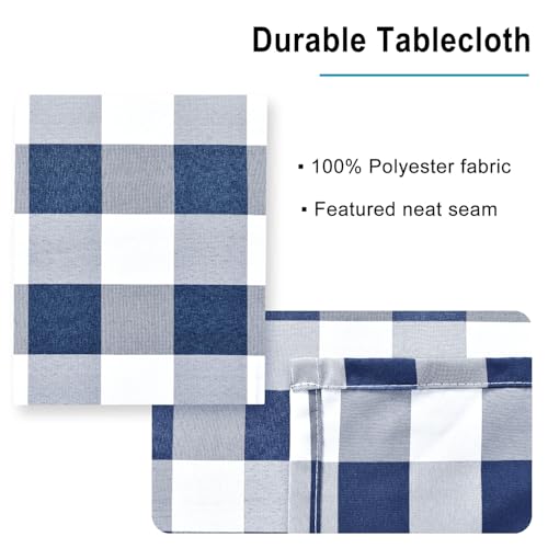 Nappe vichy imperméable et infroissable bleu marine 152x308 cm - 5