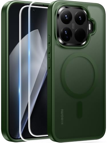 Opkiegrn Magnetisch Hülle Kompatibel mit Xiaomi 15T Pro Kompatibel mit MagSafe Transluzente Rückseite Handyhülle Stoßfest Kratzfest Rückseite Schutzhülle Case Dunkelgrün
