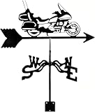 Girouette en forme de moto en fer forgé rétro avec indicateur de direction du vent et outils de mesure professionnels