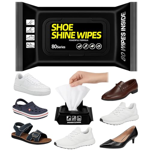 Shoe Cleaning Wipes 80 Count | Sneaker Cleaner Wipes for White Shoes, Leather, Sports, Canvas & School Shoes | Wet Wipes for Shoe Care, Polish & Shine