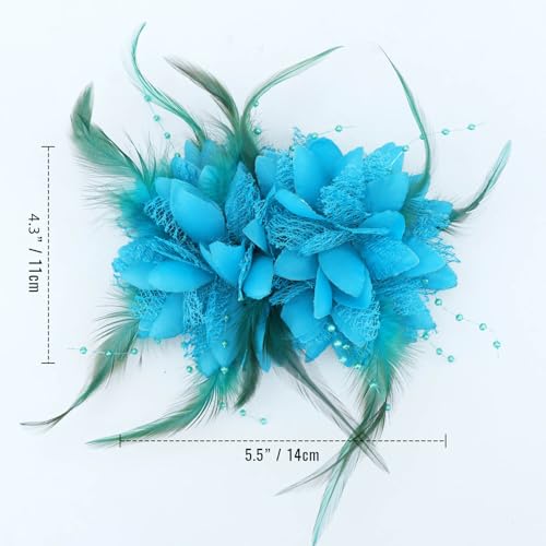 Image of DRESHOW Womens Fascinators Hats Tea Party Hats for Women Pearl Lace Feather Hat Vintage Derby Hats for Wedding Cocktail