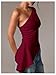 Milumia Women's One Shoulder Ruched Tank Top Asymmetrical Sleeveless Dressy Casual Tops Burgundy Medium