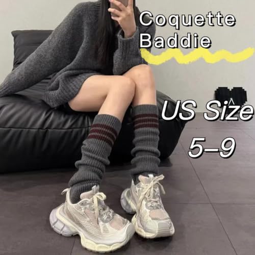 Striped Leg Warmers for Women Girl Fashion Harajuku Long Ankle Knit Leg Socks Cute Goth Y2k Accessories3