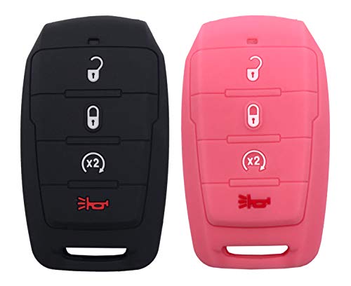 Coque en silicone RAM 1500 pour clé de voiture 4 boutons noir rose