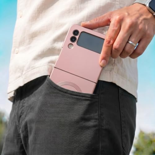 Image of amazon basics Premium Mag-Safe Case for Samsung Galaxy Z Flip 3 5G | Shockproof & Anti-Scratch Cover | Soft Silicone with Wireless Charging | Camera Lens Guard - Rose Gold