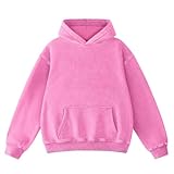Dnzzs Womens Oversized Hoodie Acid Wash Hoodie Vintage Sweatshirt Heavyweight Fleece Cotton Streetwear Trendy Sweatshirts Light Pink