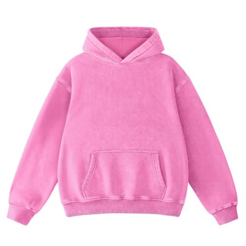 FAIABLE Womens Hoodies Oversized Unisex Acid Wash Hoodie Heavyweight Fleece Vintage Washed Distress Cotton Sweatshirt Women Men Couples Streetwear College Casual Fall Winter Autumn 2026 Light Pink