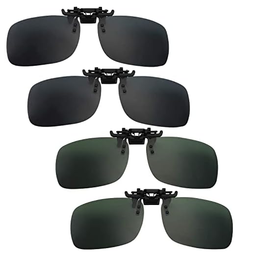 4 Pezzi Clip Occhiali Da Sole Polarizzati, Clip polarizzata Lente Adatta, Occhiali da Sole Polarizzati Clip, Sovraocchiali Sollevabile e Ultraleggero, Flip up Occhiali da Sole per Sport Viaggi Pesca