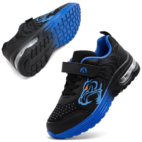ASOCO DREAM - ASOCO DREAM Kids Sneakers Boys Girls Running Sports Shoes Lightweight Breathable Walking Athletic Tennis Shoes,Black Blue,5 Big Kid