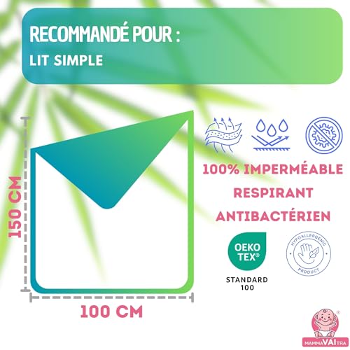 Alèse imperméable lavable bambou 100x150 protège-matelas respirant - 3