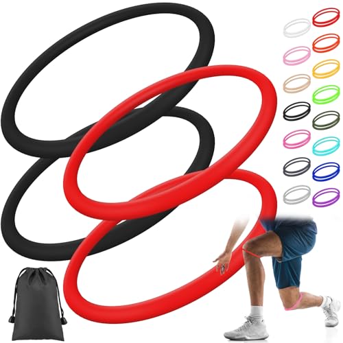 Image of Foilswirl Silicone Patella Knee Band for Basketball Patella Tendon Support Knee Pain Running Tendon Brace Support Strap(4,Black and Red,M)