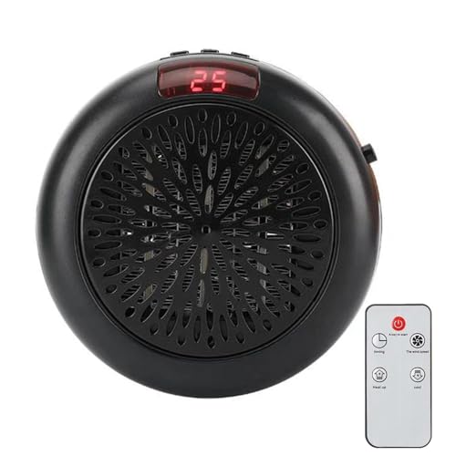 Calentador espacial con enchufe de pared | Calentador eléctrico de control remoto con toma de pared portátil de 900 W | Pequeño en tranquilidad del calentador del espacio del sitio p