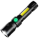 【Teleskopischer Zoom & Ainstellbarer Fokus】Der Weit- bis Schmalstrahl-Zoom der taktische taschenlampe kann die Lichtintensität oder den Beleuchtungsbereich mit einem einfach zu bedienenden Kopfzugzoom einstellen. Sie können den Fokusbereich für verschiedene Anwendungen einstellen, indem Sie ihn strecken, um den Fokus einzustellen und den benötigten Spot- und Flutstrahl zu erhalten.