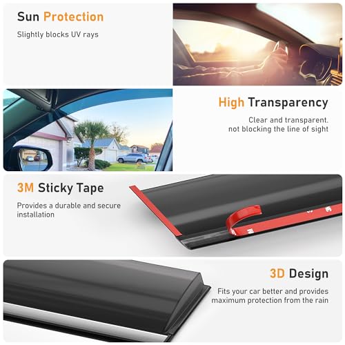 Image of Shatterproof Taped-On Window Deflectors for Chevy 2024-2026 Trax,Out-Channel Rain Guards, Window Visors for Cars, Vent Deflector, 4pcs