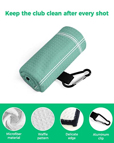 Golf Towel Solid Teal Color Towels For Golf Bags Mint Green Turquoise Sports Towel With Carabiner Clip For Tennis Bag Golf Accessories 24 X 16 Inch #TOP3