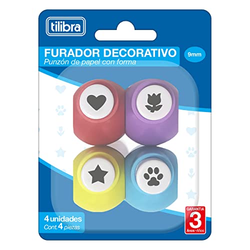 Tilibra - Furador Decorativo Sortido - 9mm - 4 Unidades