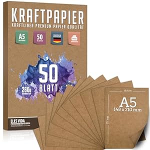 ELES VIDA Kraftpapier A5 Set, 50 Blatt