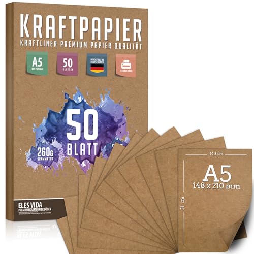 ELES VIDA Kraftpapier A5 Set, 50 Blatt