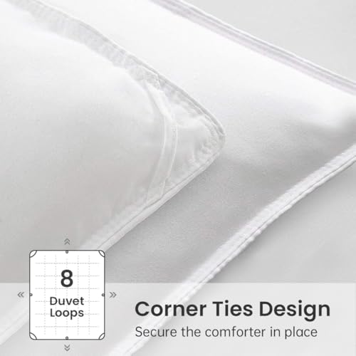Image of EASELAND Queen Size Down Alternative Comforter, Pure White, 88x88 Inches | Quilted Duvet Insert for All Seasons, Soft Lightweight Bedding with Corner Tabs, Breathable Machine Washable Hotel Quality