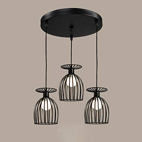 Lámpara colgante de jaula negra para salón cocina y pasillo retro