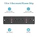 HHSOET 13 in 1 Recessed Power Strip Flat Plug, Fast Charging Furniture Outlet with USB, Conference Recessed Surge Protection Socket with 5 AC Plugs, 6 USB Ports 2 USB-C, 6ft Power Cord.(Black)
