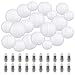 LIHAO 20er weiße Papier Laterne Lampions rund Lampenschirm mit 20 Pcs Weiß Mini LED-Ballons Lichter Hochtzeit Dekoration Papierlaterne (Verschiedene Größen)