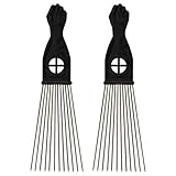 Peine de pelo, púas de metal con puño negro, picos de pelo afro