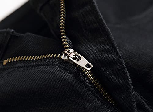 Men's Floral Embroidered Skinny Destroyed Pants Vintage Style with Broken Holes Denim Jeans Stretch Fit Jean Trousers (Black,40)3