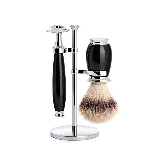 Set de rasage MUHLE PURIST 3 pièces manche résine noir et monture chromée