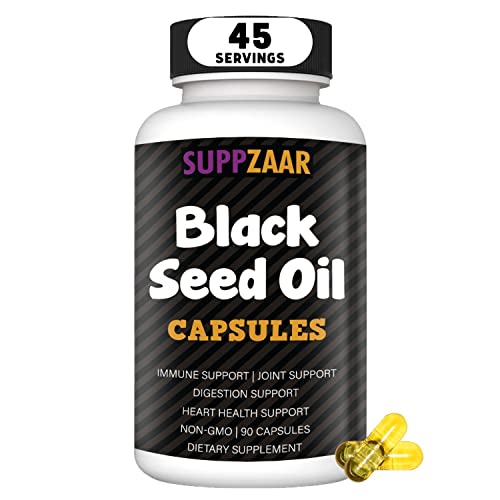 Suppzaar Vegan Black Seed Oil 1000Mg. Cold-Pressed Black Cumin Seed Oil For Immune, Joint, Skin & Digestion Non-Gmo, Gluten & Gelatin Free - 45 Servings, 90 Liquid Filled Capsules #TOP3