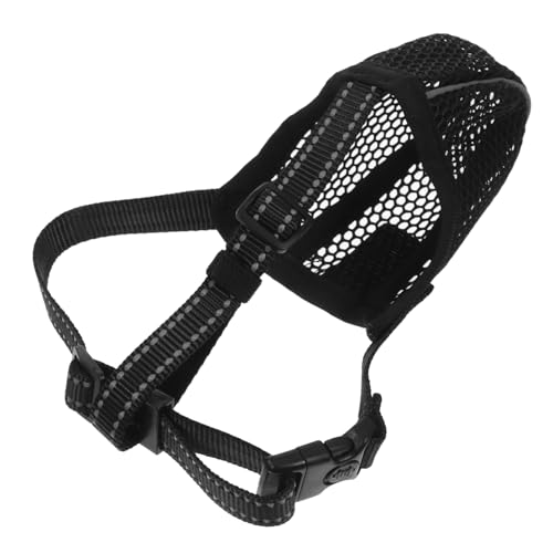 HOLIDYOYO Large Dog Muzzle Adjustable Breathable Mesh Pet Mask for Biting Chewing and Scavenging Durable Construction Easy to Secure Fit for Large Dogs
