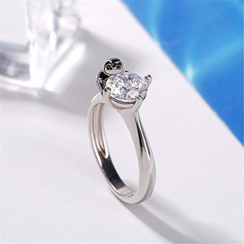Jeulia "Keep Your Cool Penguin Round Cut Sterling Silver Ring Fashion Anniversary Promise Engagement Wedding Ring Set for Her With Gift Jewelry Box2
