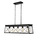 LABOREDUCER Dining Room Light Fixture,5-Light Chandelier for Island Light,Black and Brush Gold Kitchen Lighting Hanging Pendant Light Kitchen Island,Industrial Island Lights for Kitchen Dining Room