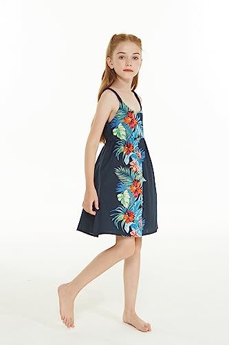 Image of Matchable Family Hawaiian Luau Men Women Girl Boy Clothes in Orchid Paradise Navy