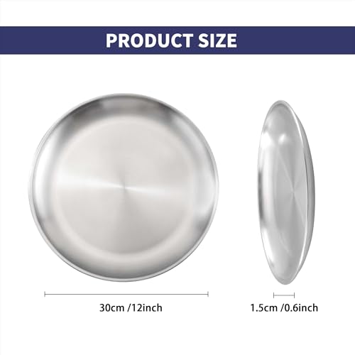 4Pack 12 inch Stainless Steel Pizza Tray for Oven, Non-Stick Pizza Baking Tray, Oven Pizzas Pans for Roasting, Serving 30cm - Image 3